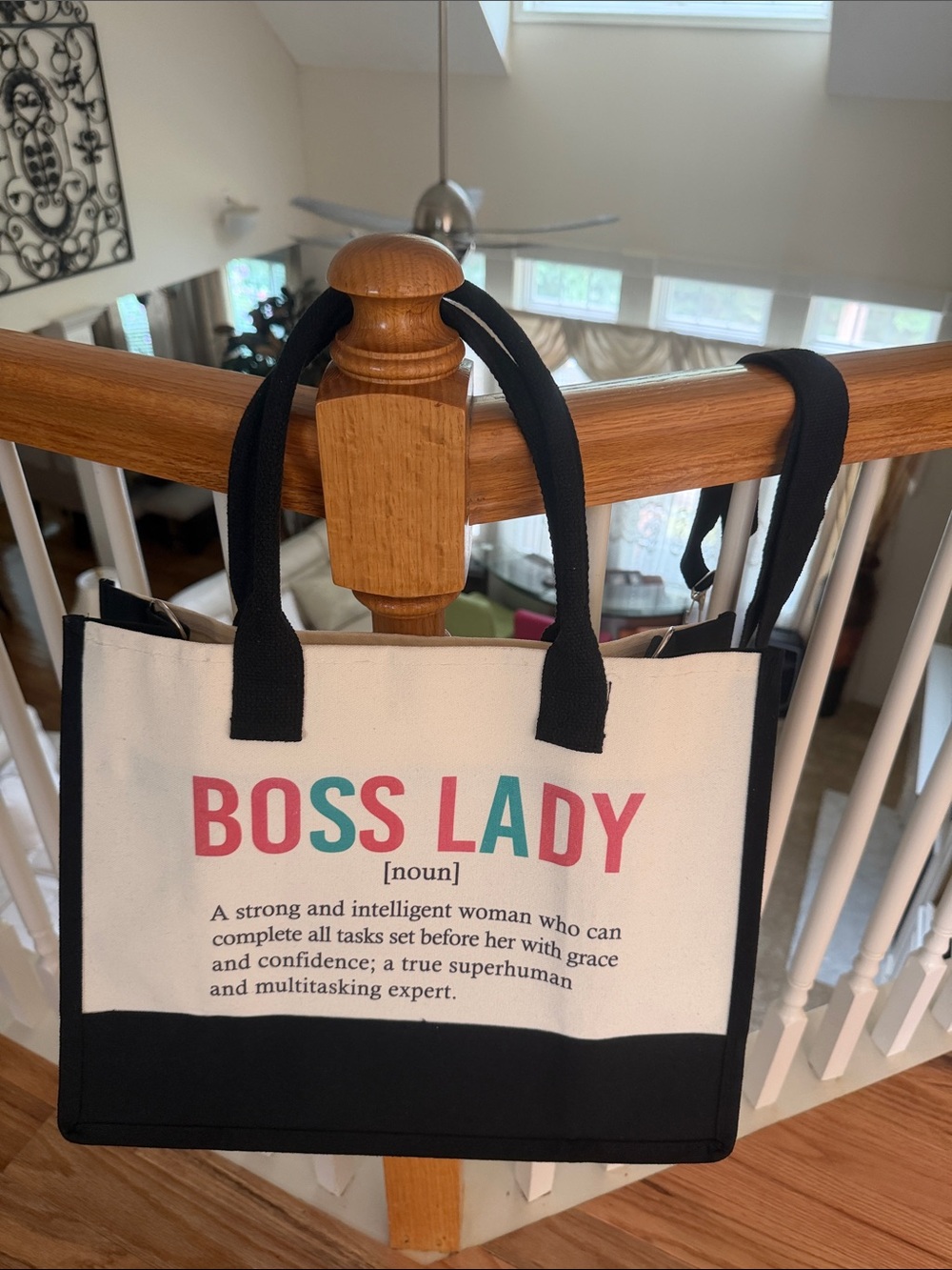 BOSS LADY Canvas Large Tote Bag Office Wear Workwear Career Business Casual - Picture 2 of 16